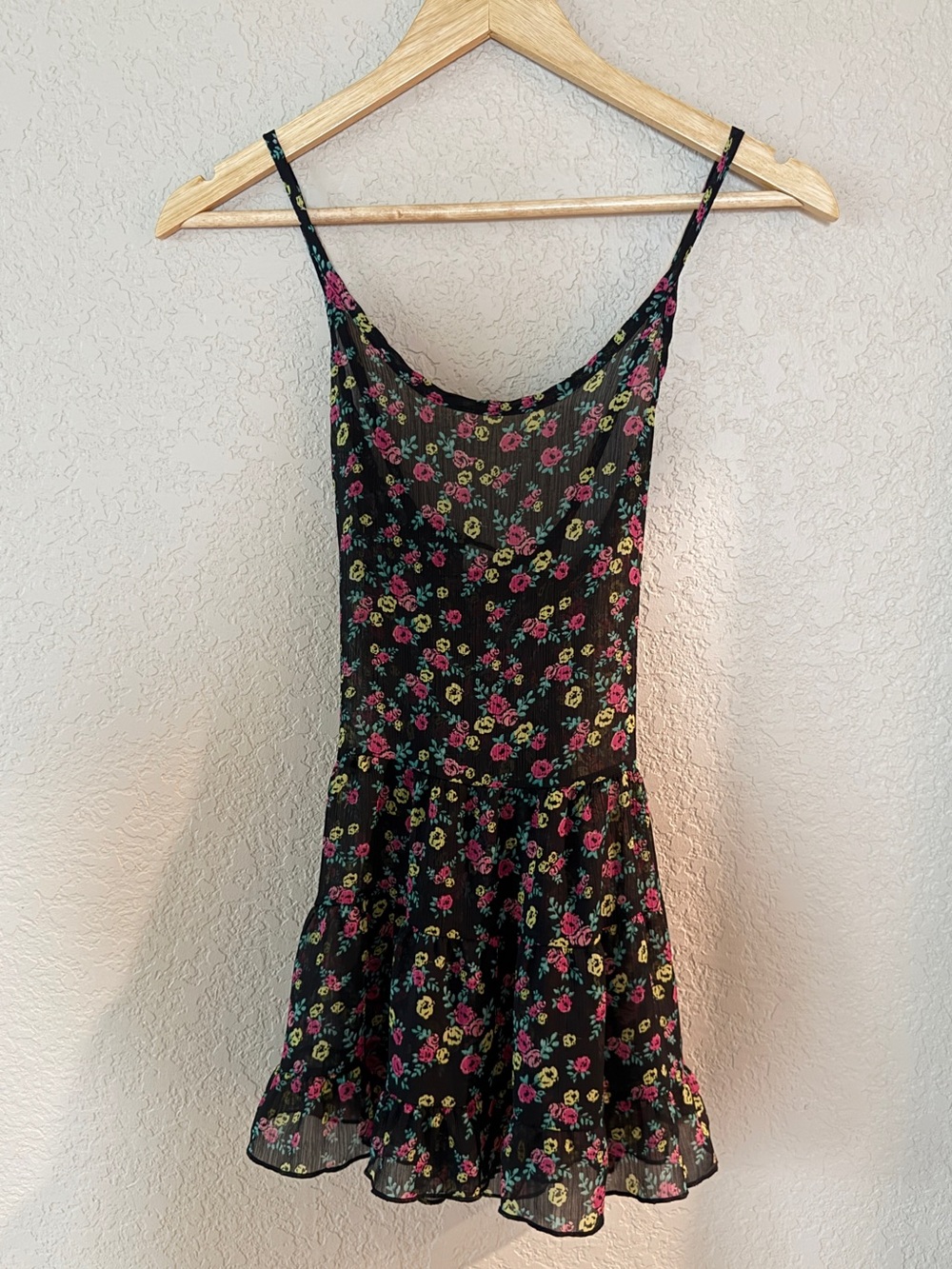 Black Floral Swimsuit Ccover Up Dress